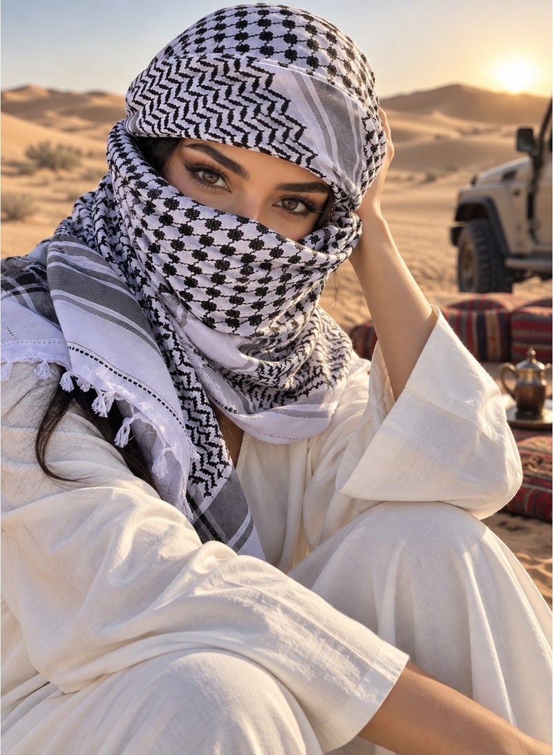 شماغ أو كوفية بنمط عربي - وشاح صحراوي للرجال (يُستخدم لتغطية الرقبة والوجه والرأس) - Image 1