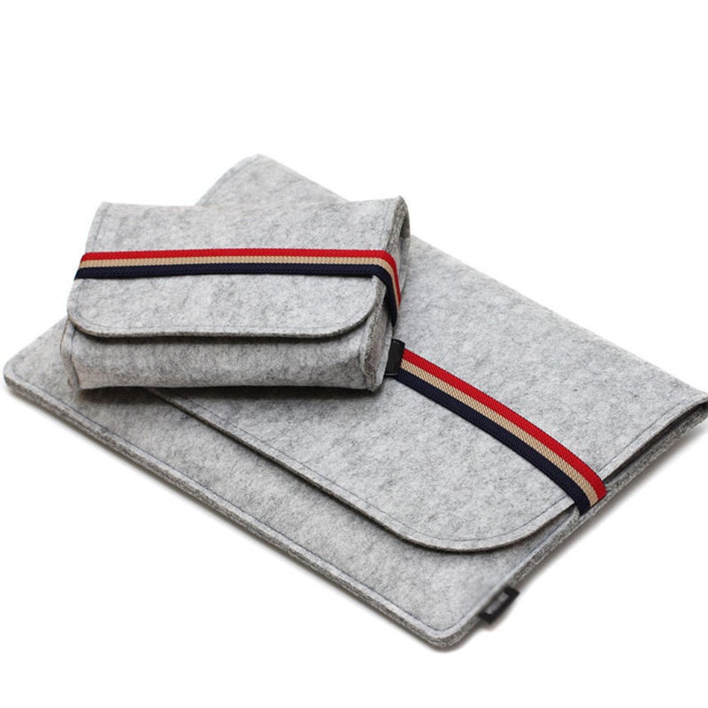 Factory selling notebook felt computer bag Apple ipad liner bag tablet computer bag custom logo Light gray
