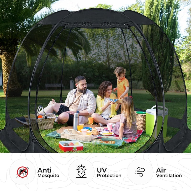 AlvantorÂ® Pop Up House Tent, Outdoor Screen Room, Canopy Tent with UV Resistant, Easy Up Foldable Screen House for Camping Garden, Black, 10 x10 FT - Image 5