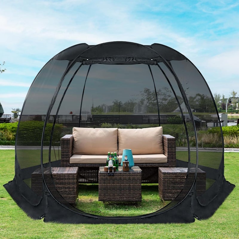 AlvantorÂ® Pop Up House Tent, Outdoor Screen Room, Canopy Tent with UV Resistant, Easy Up Foldable Screen House for Camping Garden, Black, 10 x10 FT - Image 1