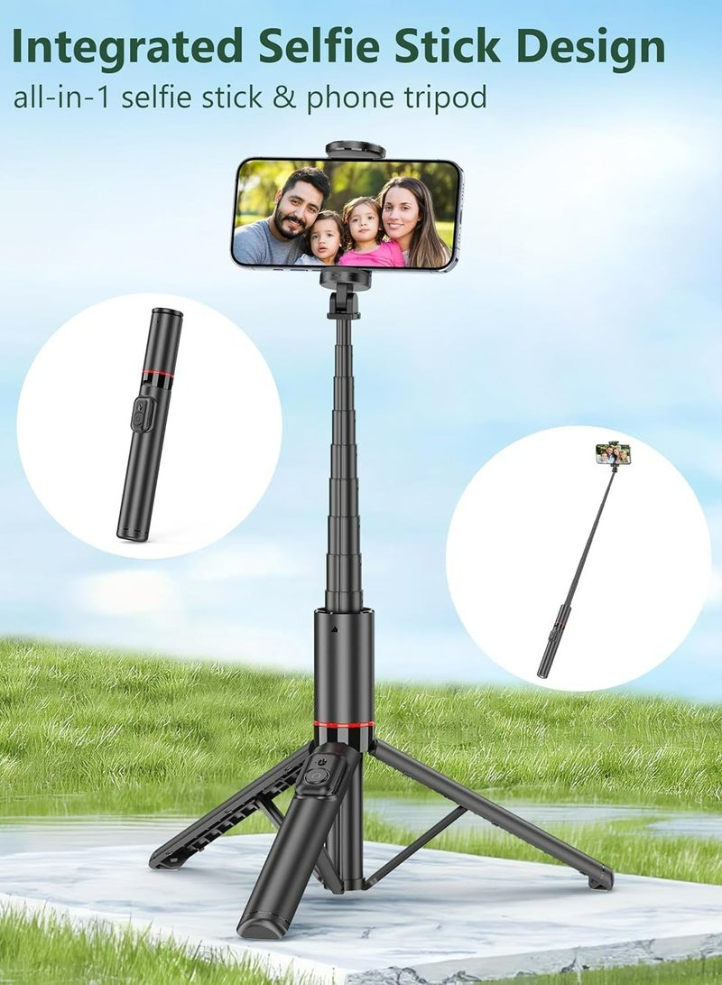 Alyashmac 52 Selfie Stick Tripod, Aluminum All-in-1 Extendable Cell Phone Tripod Stand with Remote, 360° Rotate Lightweight  Portable Travel Tripod for Cell Phone Compatible with iPhone 16/15/14/13/Android - Image 5