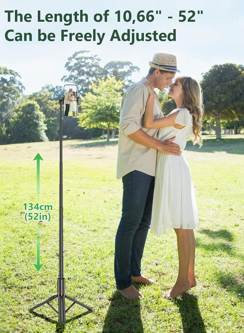 Alyashmac 52 Selfie Stick Tripod, Aluminum All-in-1 Extendable Cell Phone Tripod Stand with Remote, 360° Rotate Lightweight  Portable Travel Tripod for Cell Phone Compatible with iPhone 16/15/14/13/Android - Image 2