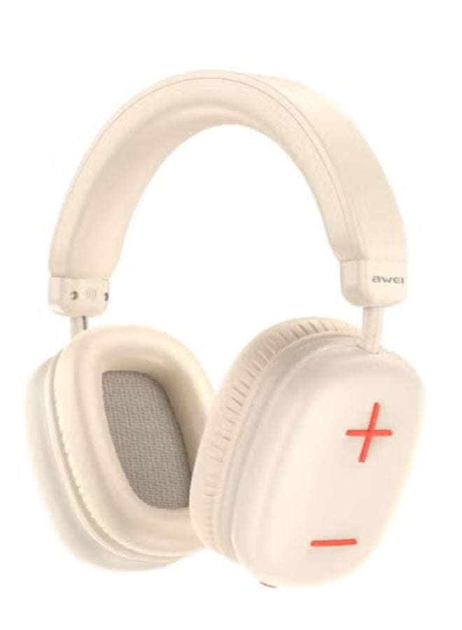 Awei AT9 True Wireless Headphone - Stereo Sound With HD Microphone. Lightweight Foldable Body - Off White Off White - Image 1