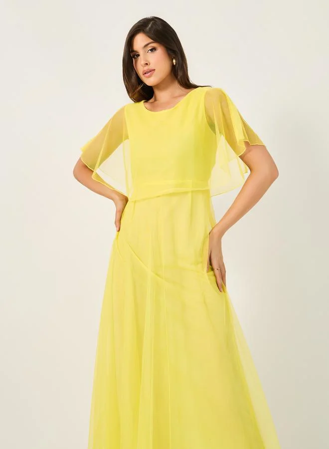 Styli Overlay Flutter Dress