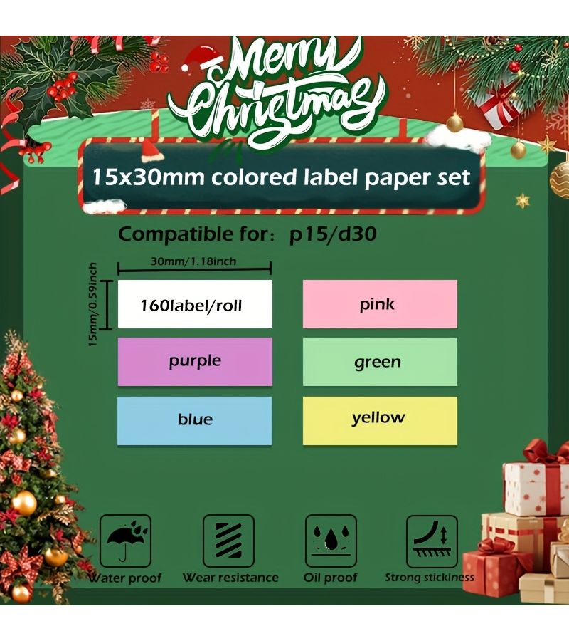 ورق ملصقات ذاتي اللون متعدد الألوان مقاس 15 × 30 مم، 10 لفات لتغليف الهدايا والمكتب - Image 2