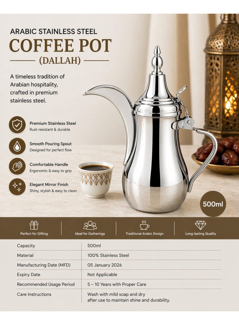 Stainless Steel Coffee Pot Dallah 500ML - Image 2
