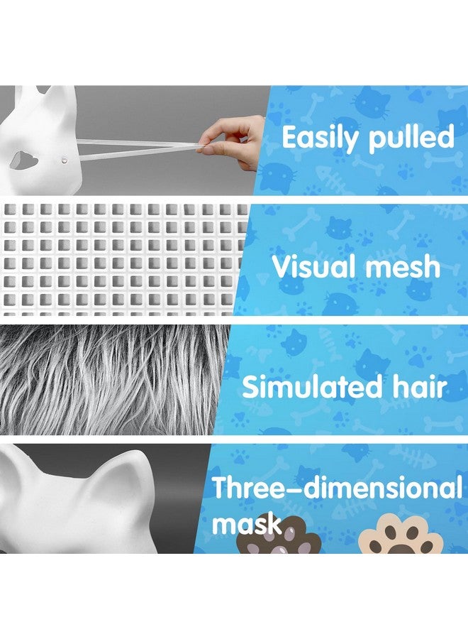 Draupnir قناع دروبنير DIY ثيريان فارغ ورق أبيض قناع قط للرسم مع ورقة قماش شعري وشبكة عيون لحفلة تنكرية هالوين - Image 3