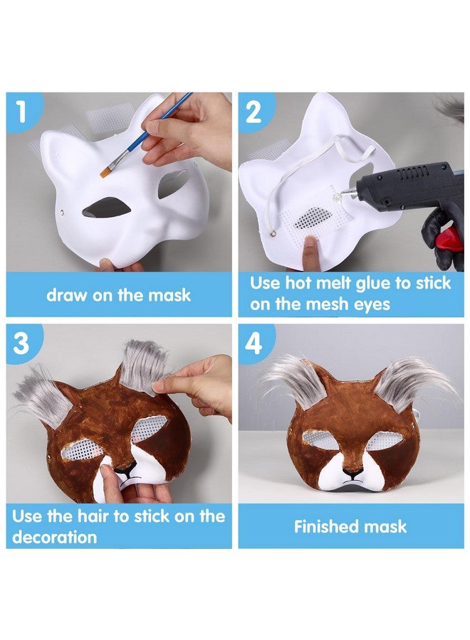 Draupnir قناع دروبنير DIY ثيريان فارغ ورق أبيض قناع قط للرسم مع ورقة قماش شعري وشبكة عيون لحفلة تنكرية هالوين - Image 4