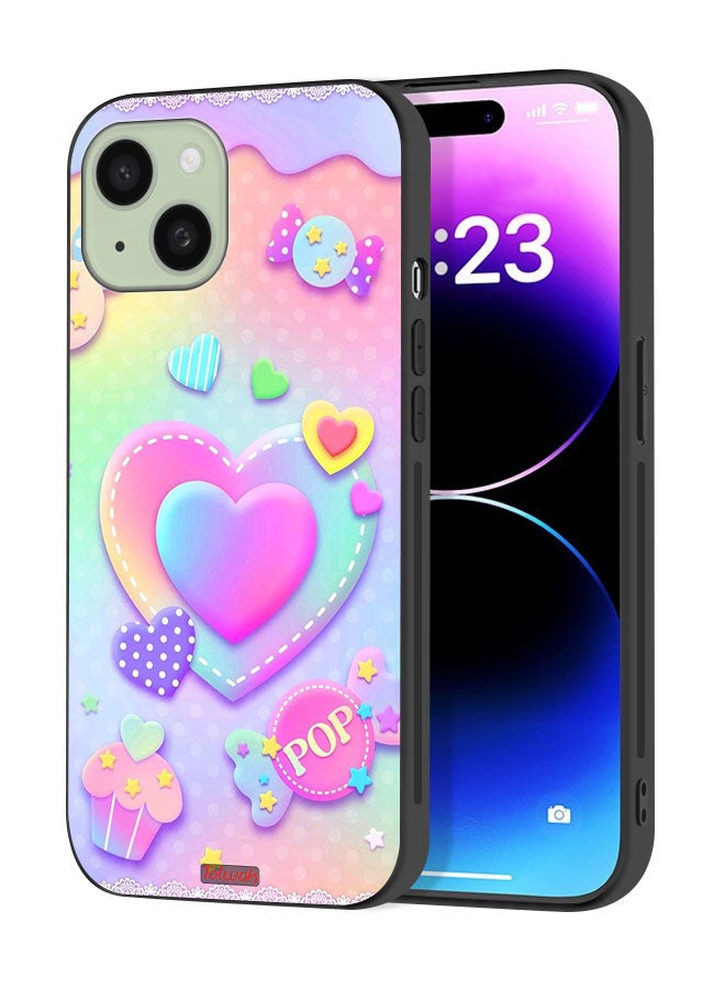 Tolwak Apple iPhone 15 Plus Protective Case Cover Pop Hearts Art - Image 1