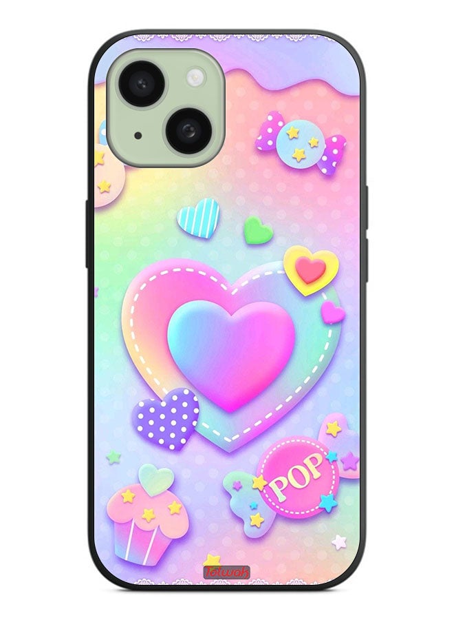 Tolwak Apple iPhone 15 Plus Protective Case Cover Pop Hearts Art - Image 2