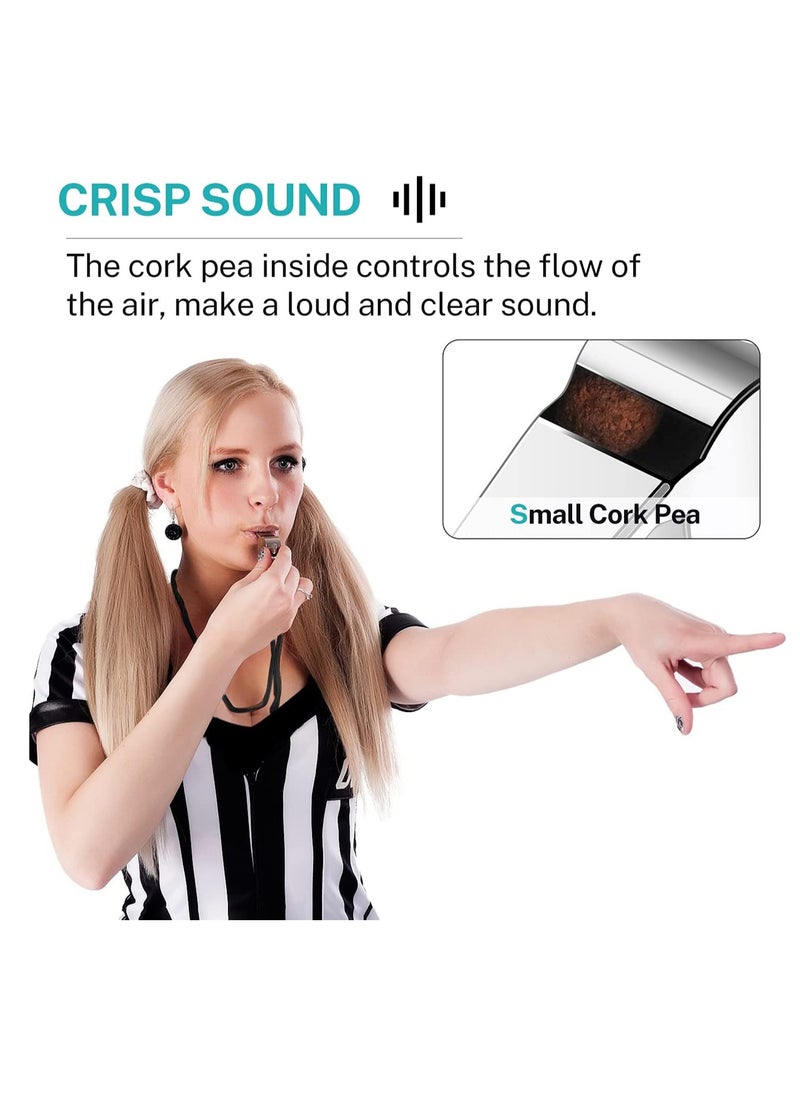 SYOSI 6 Pack Whistles, Stainless Steel Sports Loud Crisp Sound Whistles with Lanyard, Coaches, Sporting Goods, for Referees Coaches at School Sports, Soccer, Football, Basketball  - Image 2