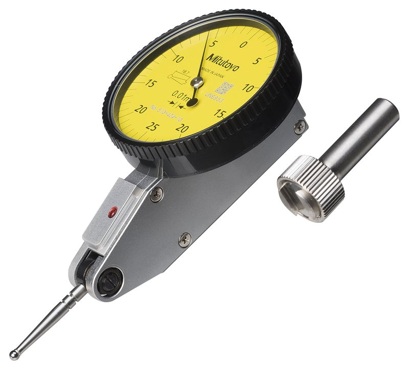 Mitutoyo 513-424-10E Dial Test Indicator, Horizontal Type, 0-0.8 mm Range, 0.01 mm Graduation, Shock-Resistant Indicator with Jeweled Bearings for Alignment and Inspection Tasks - Image 1