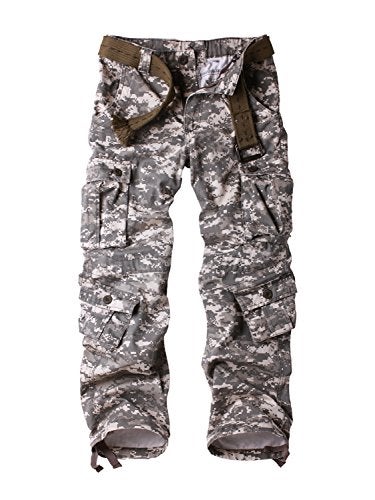AKARMY Men's Casual Cargo Pants Military Army Camo Pants Combat Work Pants with 8 Pockets Digital 36 - Image 1