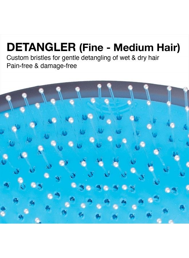 Olivia Garden OG Brush Collection, removable cushion, scalp hugging massages the scalp, 1 fine to medium and 1 medium to thick detangler, 1 smooth and shine styler, for wet or dry hair, Black 3pc box - Image 2