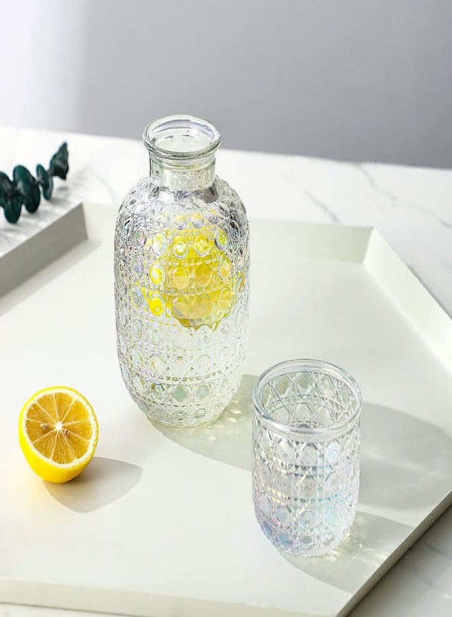 Sizikato 15 Oz Gemstone Textured Glass Bedside Night Water Carafe with Tumbler Glass. - Image 2