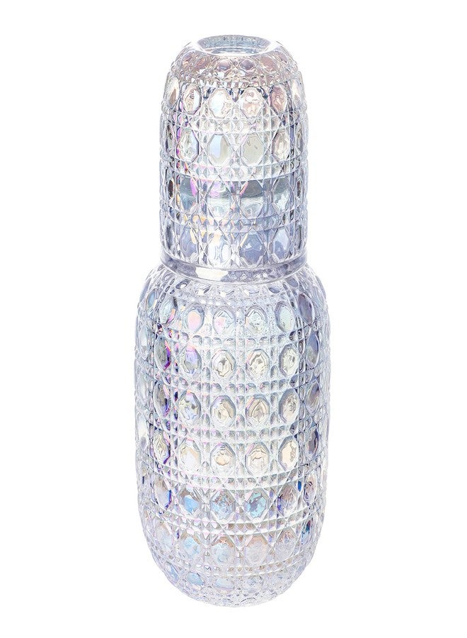 Sizikato 15 Oz Gemstone Textured Glass Bedside Night Water Carafe with Tumbler Glass. - Image 1