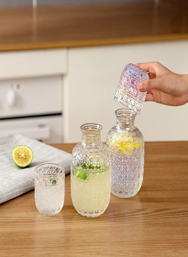 Sizikato 15 Oz Gemstone Textured Glass Bedside Night Water Carafe with Tumbler Glass. - Image 5