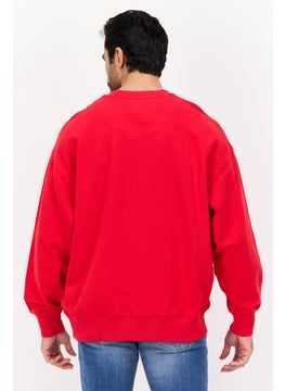 Wrangler Men Crew Neck Brand Logo Sweatshirts, Red  - Image 3