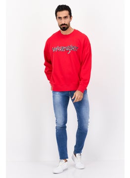 Wrangler Men Crew Neck Brand Logo Sweatshirts, Red  - Image 4