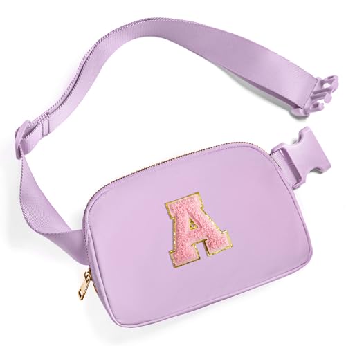 Gitus Initial Belt Bag Fanny Pack Crossbody Bag for Girls Birthday Gifts Age 8-10 Teen Girl Gifts Trend Stuff Personalized Letter Gifts for Daughter Sister (Lavender-A) - Image 1