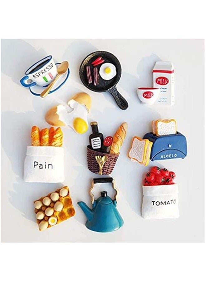 10-Piece Fridge Magnets Set, 3D Resin Magnet Refrigerator Stickers, Lovely Creative Food Shaped Magnets Home Refrigerator Stickers - Image 1