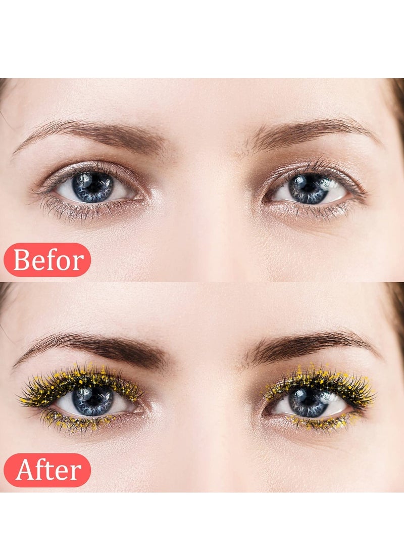 Generic - Colored Glitter Lash Extensions Colored Lash Eyelashes Party Makeup Eyelashes (Multicolored,15 mm) - Image 1