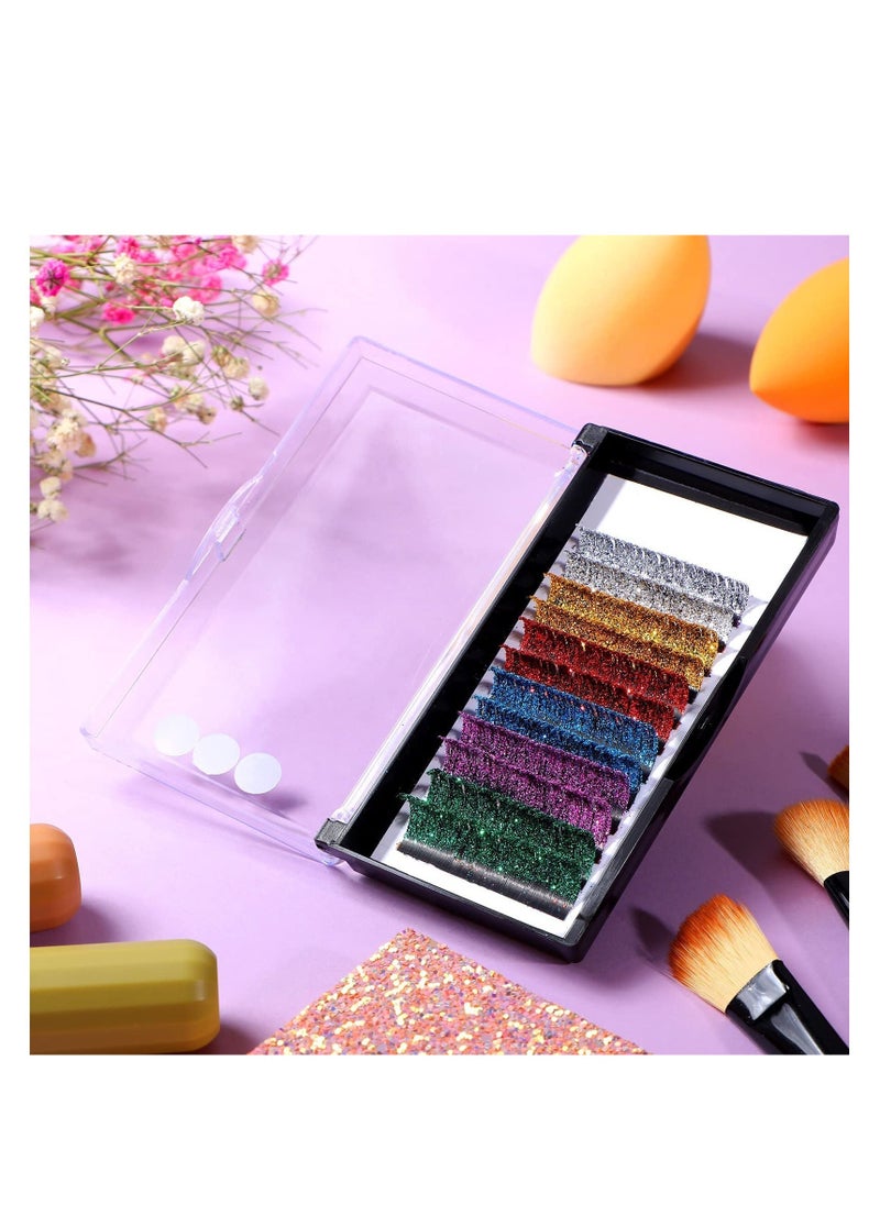 Generic - Colored Glitter Lash Extensions Colored Lash Eyelashes Party Makeup Eyelashes (Multicolored,15 mm) - Image 1