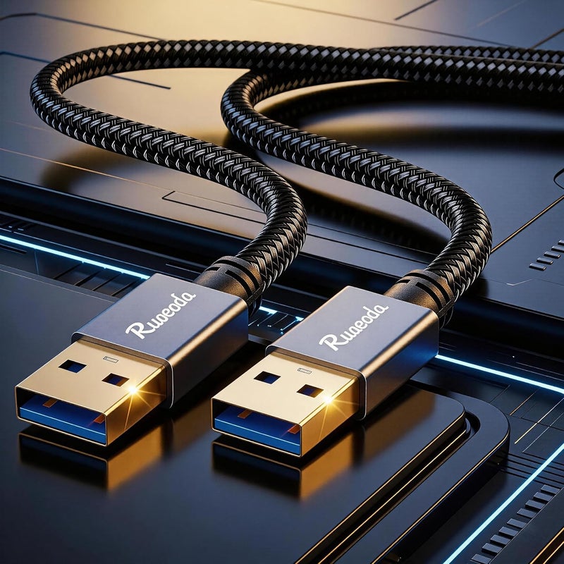 رويدا كابل USB 3.0 بطول 6 أقدام، ذكر إلى ذكر من النوع A، كابل مزدوج الجوانب لنقل البيانات متوافق مع القرص الصلب، الكمبيوتر المحمول، مشغل DVD، ال��لفزيون، المحور، الشاشة والمزيد - Image 4