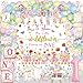 Mpanwen Wildflower Wild One Birthday Decorations Girl 152 Pcs First Wild Flower Theme Party Decor Supplies for 1st Girl Baby Backdrop Tablecloth Centerpieces Crown Poster Wall Signs Blocks - Image 2
