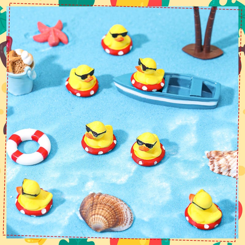 GGSTDDUP 32Pcs 3D Printed Ducks Toy Figures, Mini Ducks Bulk, Tiny Duck Figurine Dress up Toy for Party Favors Decorations for Crafts DIY Landscape Dollhouse Fairy Garden (Swimming Ring Duck) - Image 4