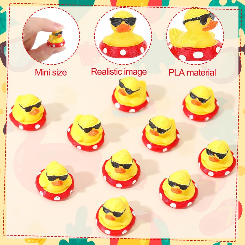 GGSTDDUP 32Pcs 3D Printed Ducks Toy Figures, Mini Ducks Bulk, Tiny Duck Figurine Dress up Toy for Party Favors Decorations for Crafts DIY Landscape Dollhouse Fairy Garden (Swimming Ring Duck) - Image 3