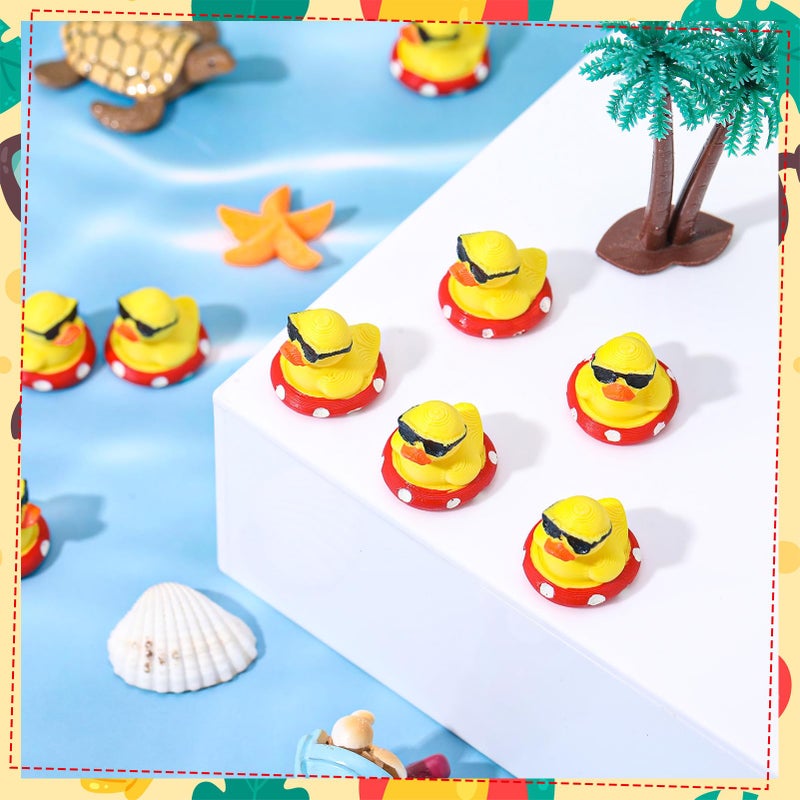 GGSTDDUP 32Pcs 3D Printed Ducks Toy Figures, Mini Ducks Bulk, Tiny Duck Figurine Dress up Toy for Party Favors Decorations for Crafts DIY Landscape Dollhouse Fairy Garden (Swimming Ring Duck) - Image 5