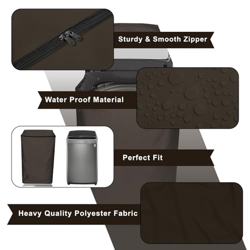 Star Weaves Waterproof & Dust Proof Top Loading Fully Automatic Washing Machine Cover Suitable for IFB, Samsung, LG, Whirlphool 6 kg, 6.5 kg,7kg & 7.5 kg (59 X 59 X 89 cms, Coffee), Polyester - Image 2