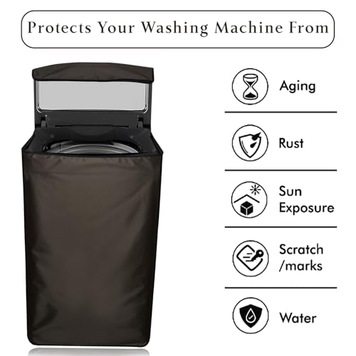 Star Weaves Waterproof & Dust Proof Top Loading Fully Automatic Washing Machine Cover Suitable for IFB, Samsung, LG, Whirlphool 6 kg, 6.5 kg,7kg & 7.5 kg (59 X 59 X 89 cms, Coffee), Polyester - Image 4