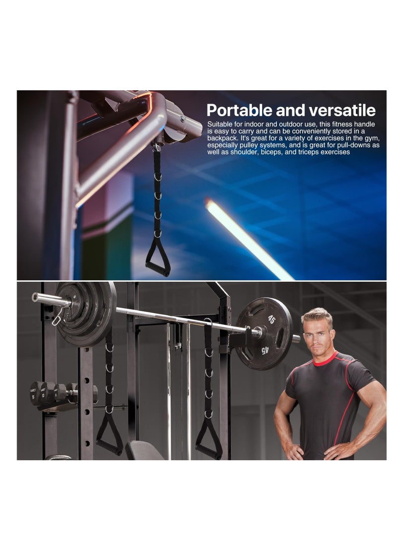 SYOSI Tricep Rope Cable Attachment, 2pcs Resistance Band Handle Double Length Tricep Rope Black Triceps Pull Down Rope Gym Cable Machine Attachments for Push Downs, Crunches, Facepulls  - Image 2