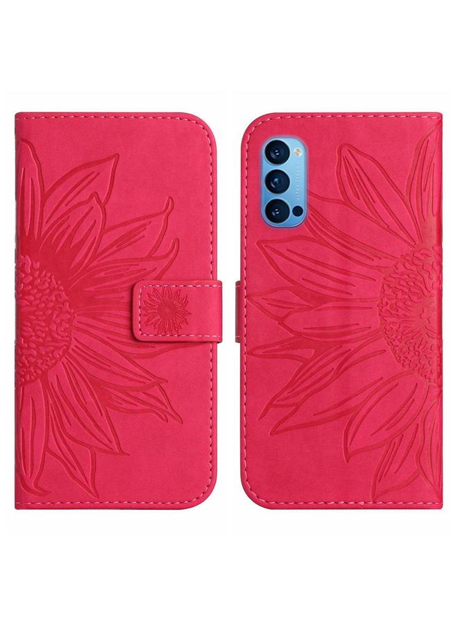 إيروريكس جراب لهاتف OPPO Reno4 Pro 5G، جراب هاتف جلدي قلاب بنمط زهرة الشمس مع حبل تعليق - Image 2