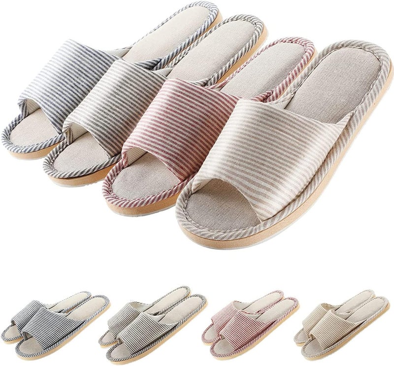 Excefore 4 Pairs Disposable House Slipper for Guests Open Toe Breathable Slippers Spa Slippers Comfortable Indoor Home Slippers - Image 1