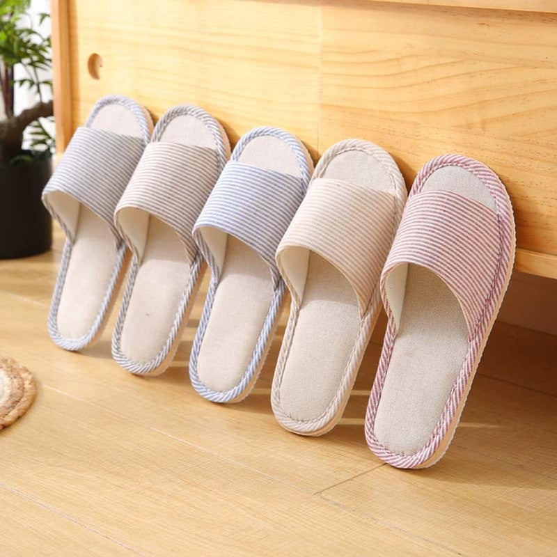 Excefore 4 Pairs Disposable House Slipper for Guests Open Toe Breathable Slippers Spa Slippers Comfortable Indoor Home Slippers - Image 2