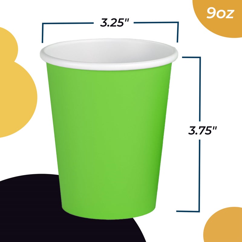 Exquisite Lime Paper Cups - 9 oz Disposable Coffee Cups 50 Paper Cups for Hot Drinks/Cold Cups - Durable Disposable Cups 280 GSM Hot Tea Cups & Coffee Cup To Go - Paper Party Cups - Image 5