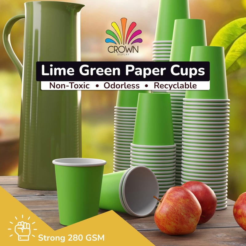 Exquisite Lime Paper Cups - 9 oz Disposable Coffee Cups 50 Paper Cups for Hot Drinks/Cold Cups - Durable Disposable Cups 280 GSM Hot Tea Cups & Coffee Cup To Go - Paper Party Cups - Image 3