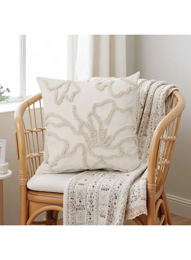 Beige Boho Pillow Covers 2pcs Embroidery Tufted Cushion Cases For Sofa - Image 2