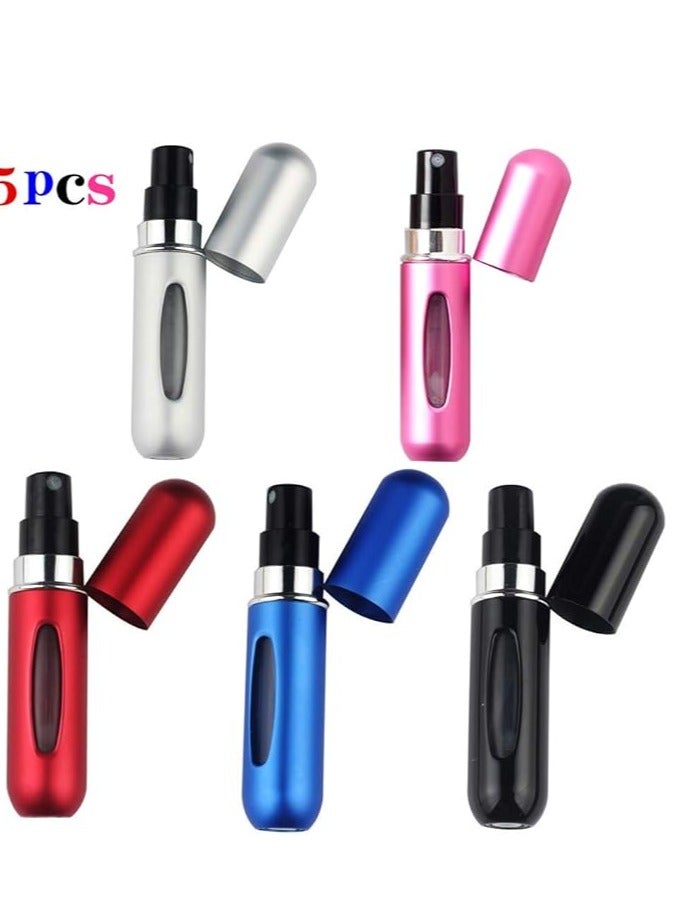 5 Pcs Perfume Spray Bottles – 5ml Portable Mini Refillable Perfume Atomizer Bottles for Travel, made of aluminum with a sleek metal finish. Lightweight and easy to carry, perfect for storing your favorite fragrance on the go. - Image 2