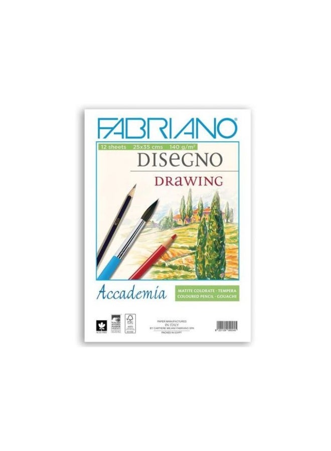 Fabriano Sketch Pad Set (3 Pieces) – 12 Sheets, 140 gsm, 35 × 25 cm – White