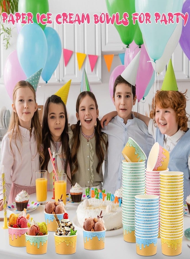 Ninehaoou 200 Pcs Ice Cream Cups Bulk Paper Disposable Dessert Bowls Ice Cream Bowls Paper Dessert Cups Sundae Soup Yogurt Cold or Hot Food Party Supplies for Summer Party Decoration (8 oz) - Image 3
