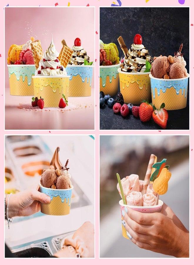 Ninehaoou 200 Pcs Ice Cream Cups Bulk Paper Disposable Dessert Bowls Ice Cream Bowls Paper Dessert Cups Sundae Soup Yogurt Cold or Hot Food Party Supplies for Summer Party Decoration (8 oz) - Image 4
