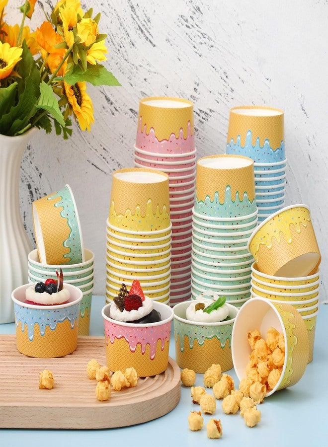 Ninehaoou 200 Pcs Ice Cream Cups Bulk Paper Disposable Dessert Bowls Ice Cream Bowls Paper Dessert Cups Sundae Soup Yogurt Cold or Hot Food Party Supplies for Summer Party Decoration (8 oz) - Image 5