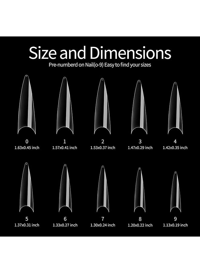 brunson نصائح أظافر زائفة جل ناعم C-Curl شفاف متوسط ستيلتو 500 قطعة BTMSC500 - Image 4