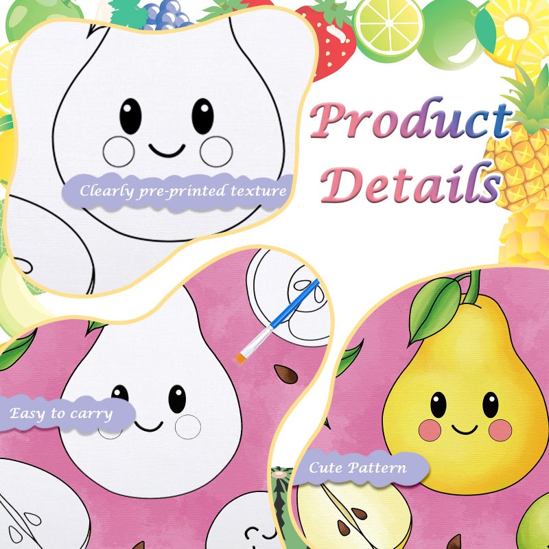 Anseal 12 Packs Pre Drawn Canvas to Paint, 4" X 4" Fruits Pre-Printed Paint Party, Pre Stretched Canvas Outline Painting Boards for Paint Lovers, Party Favor (Fruit) - Image 2