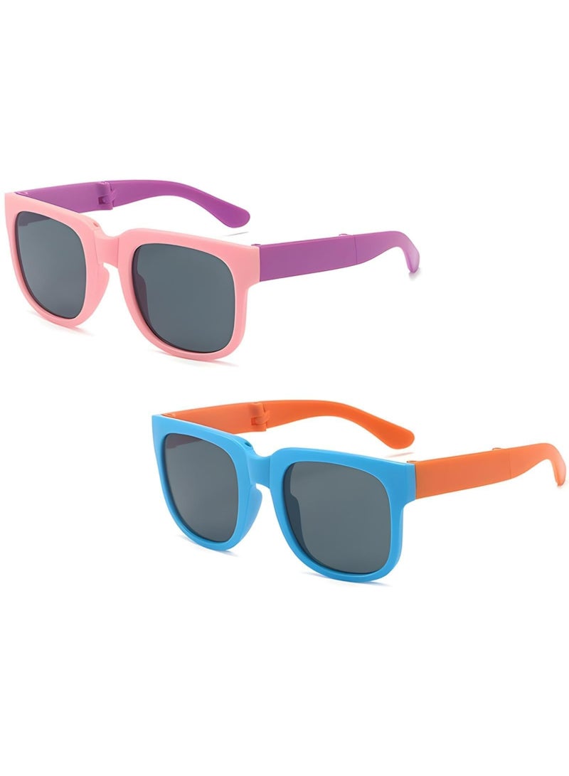 CMGTYYD 2-Pack Kids Sunglasses for Boys & Girls - Foldable UV Protection Glasses for Toddlers Age 2-8, Cute & Durable - Image 1