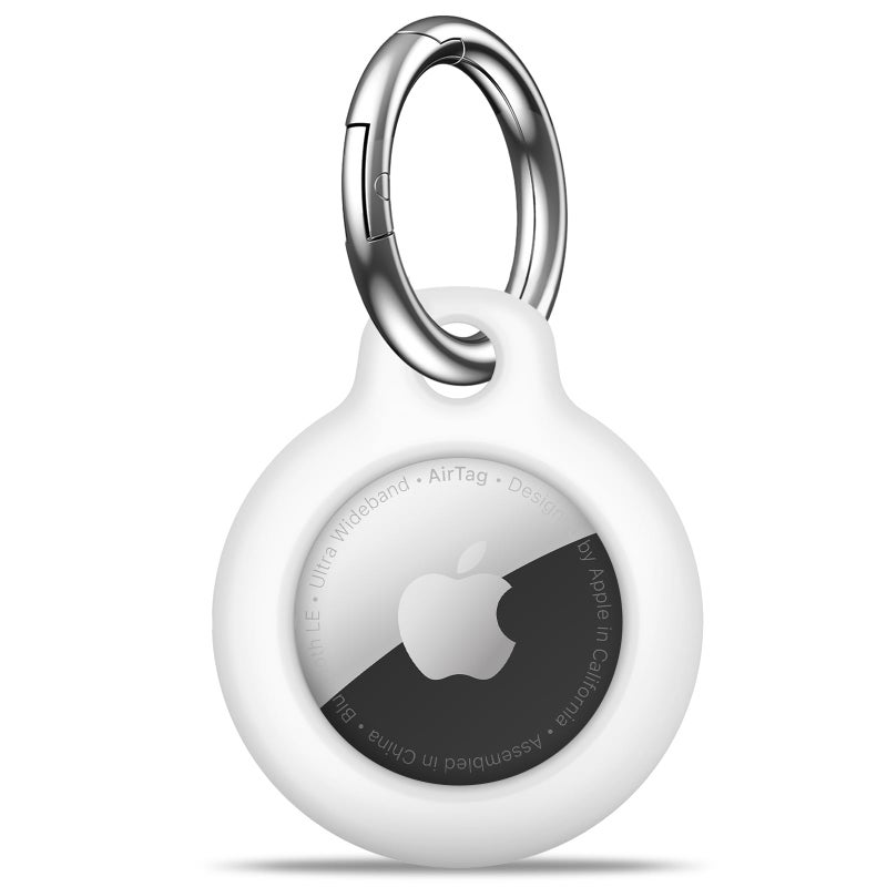 MOLOSLEEVE Airtag Holder Air Tag Case with Keychain, Anti-Scratch Airtags Key Chain for Apple Air Tags, Airtag Accessories for GPS Item Finder Tracker, White - Image 1